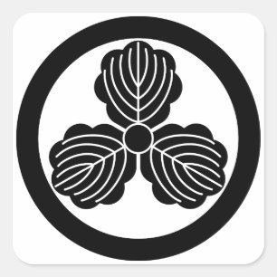 Adesivo Quadrado Três folhas do carvalho (1) no círculo