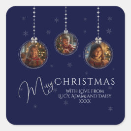 Adesivo Quadrado Três Marinhos Fotográficos E Natal Prateado