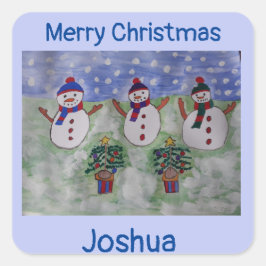 Adesivo Quadrado Três Neves de Natal