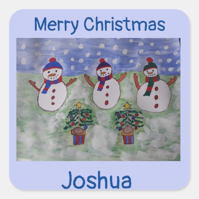 Adesivo Quadrado Três Neves de Natal (Frente)