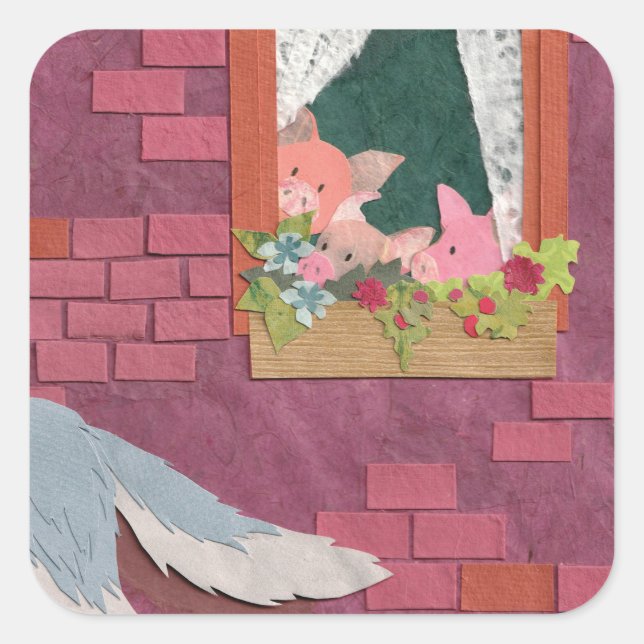 Adesivo Quadrado Três Pequenos Porcos (Frente)