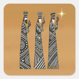 Adesivo Quadrado Três Reis Magos Natal Natividade Preto e Branco