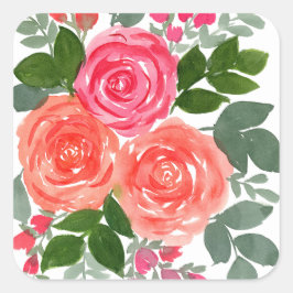 ADESIVO QUADRADO TRÊS ROSAS DE ÁGUA