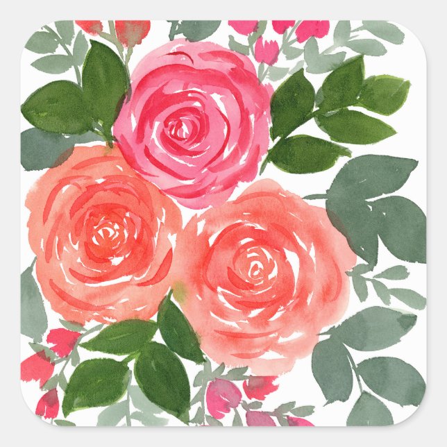 ADESIVO QUADRADO TRÊS ROSAS DE ÁGUA (Frente)