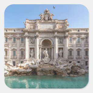 Adesivo Quadrado Trevi Fountain no início da manhã - Roma, Itáli