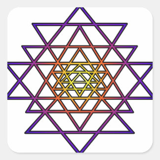 Adesivo Quadrado Triângulo Mandala (roxo amarelo) Sri Yantra
