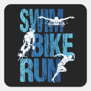 Adesivo Quadrado Triathlon - Natação Bike Run