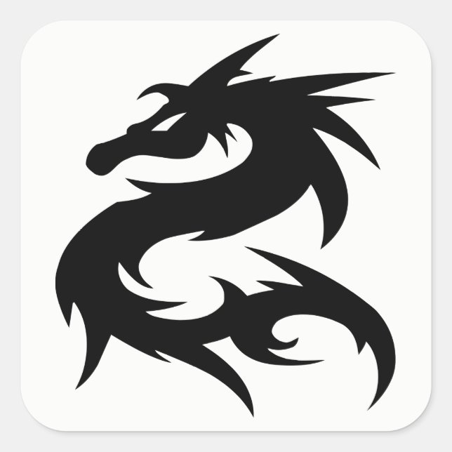 Adesivo Quadrado Tribal Dragon Silhouette (Frente)