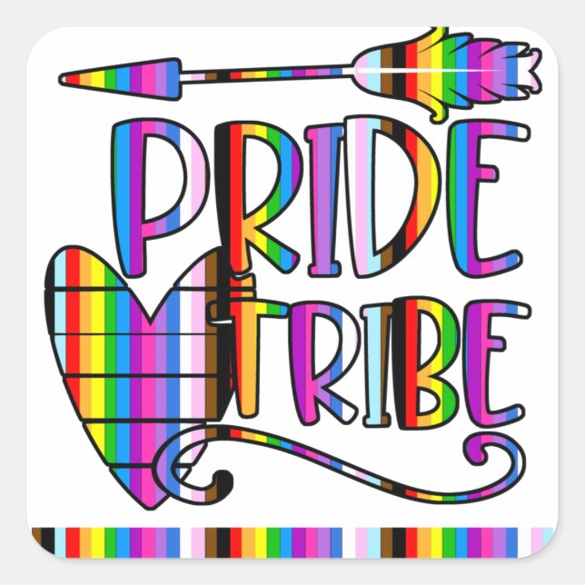Adesivo Quadrado Tribo de Orgulho - LGBTQ+ Inclusive Rainbow (Frente)