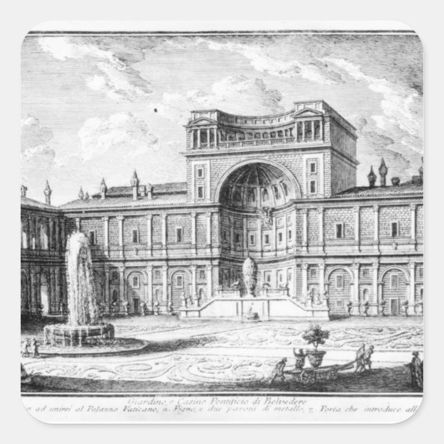 Adesivo Quadrado Tribunal de Belvedere, na Roma Vaticano (Frente)