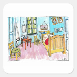 Adesivo Quadrado Tributo à pintura do quarto de Van Gogh por mim.