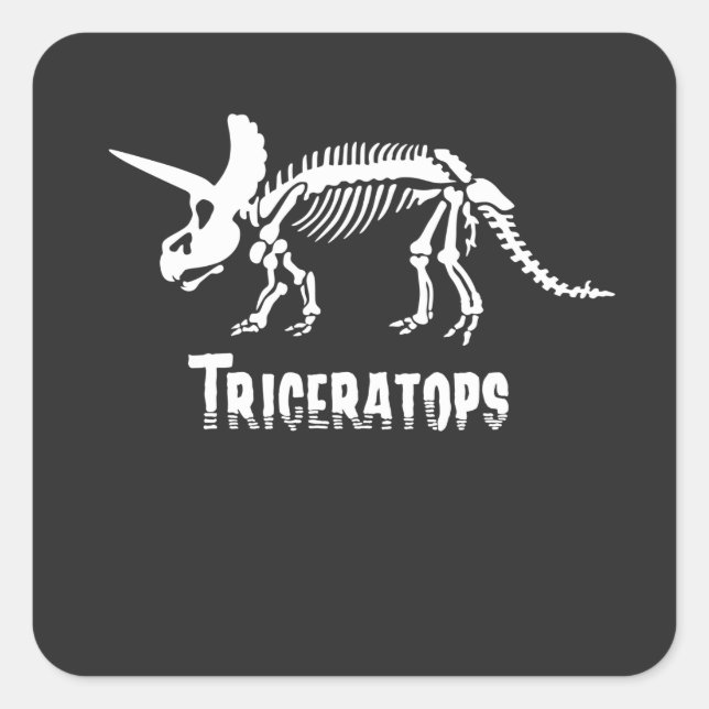 Adesivo Quadrado Triceratops Skeleton Dinossauro Fóssil (Frente)