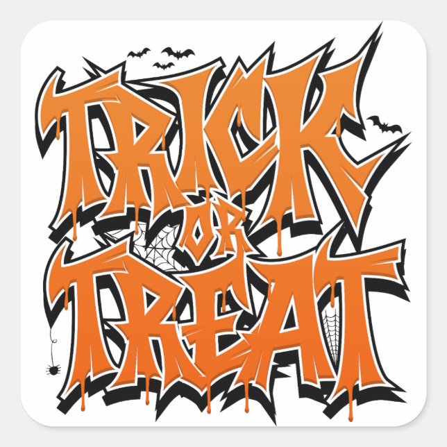 Adesivo Quadrado Trick Or Treat Graffiti (Frente)
