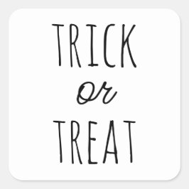 Adesivo Quadrado Trick or Treat Halloween. Minimalist Black & White
