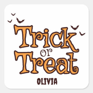 Adesivo Quadrado Trick or Treat Vintage Halloween