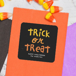 Adesivo Quadrado Trick ou trata diversão fofa personalizada Hallowe