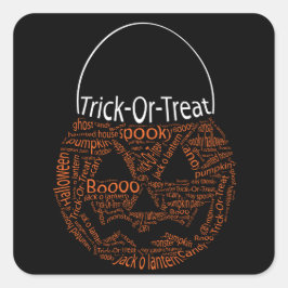 Adesivo Quadrado Trick Ou Tratar Jack O Lanterna Tipografia Laranja