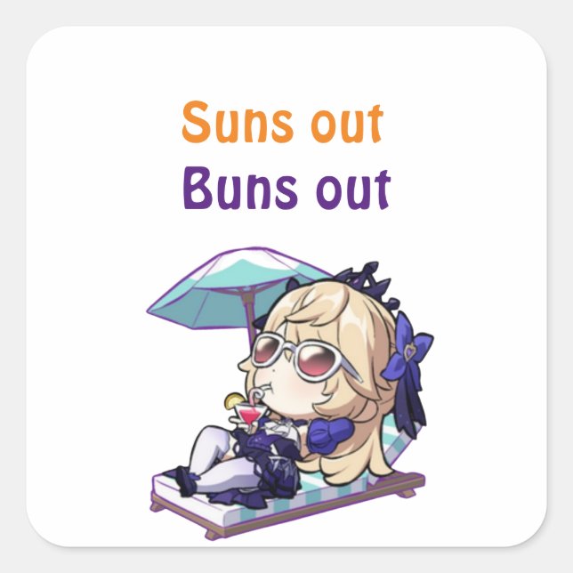 Adesivo Quadrado trilho honkai star. Sois fora, pãozinho (Frente)