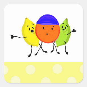 Adesivo Quadrado Trio de Frutas Bobo