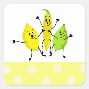 Adesivo Quadrado Trio de Frutas Engraçadas