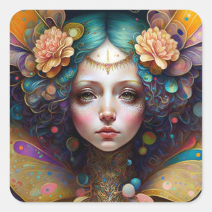 Adesivo Quadrado Trippy Fairy Fantasy Art