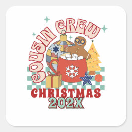 Adesivo Quadrado Tripulação de primos coincidentes crianças de Nata