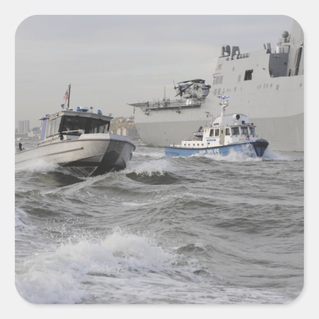 Adesivo Quadrado Tripulações da guarda costeira e do departamento d (Frente)