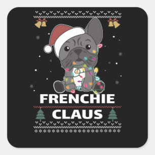 Adesivo Quadrado Trocadilho de Natal francês FRENCHIE CLAUS