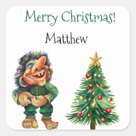 Adesivo Quadrado Troll de Natal barato e Delícia de Árvore