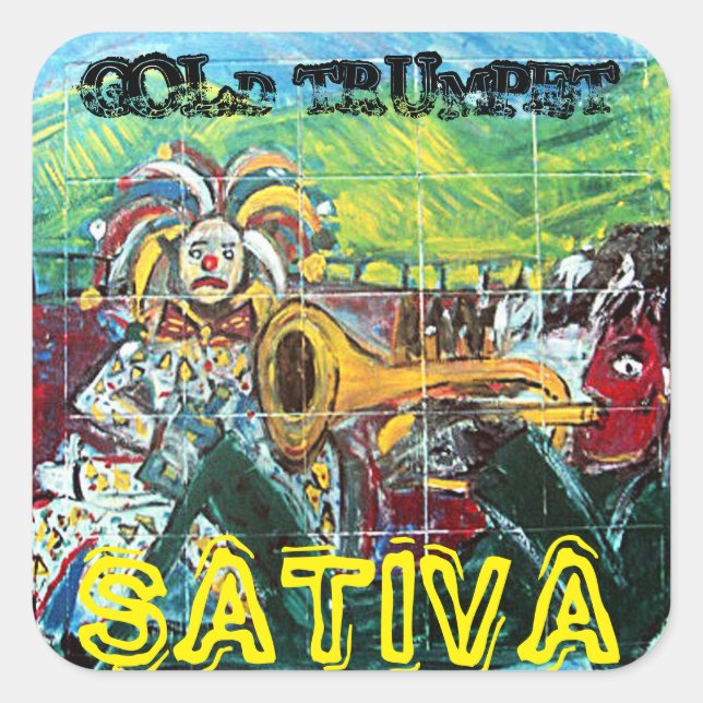 ADESIVO QUADRADO TROMBETA DE OURO SATIVA (Frente)