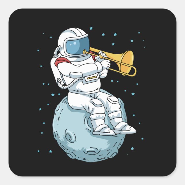 Adesivo Quadrado Trombone Gift Jazz Music Marching Banda Trombone (Frente)