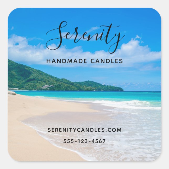 Adesivo Quadrado Tropical Beach Scenic Photo Business (Frente)