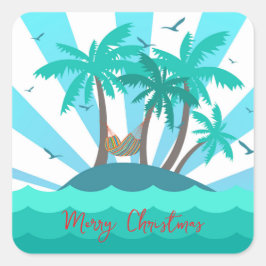 Adesivo Quadrado Tropical Island Palm Tree Christmas 