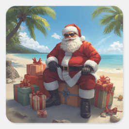 Adesivo Quadrado Tropical Santa Sticker –  Christmas on the Beach