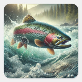 Adesivo Quadrado Trout Illustration 