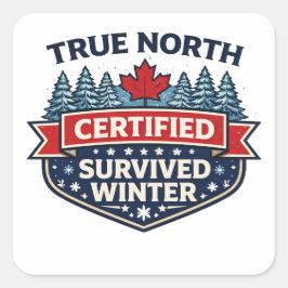Adesivo Quadrado True North Certificado — Sobreviveu ao Inverno Ade