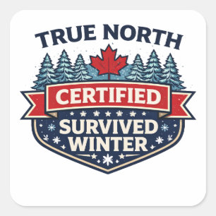 Adesivo Quadrado True North Certificado — Sobreviveu ao Inverno Ade