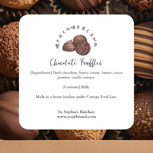 Adesivo Quadrado Trufas de Chocolate Aquarela Ingrediente de Padari