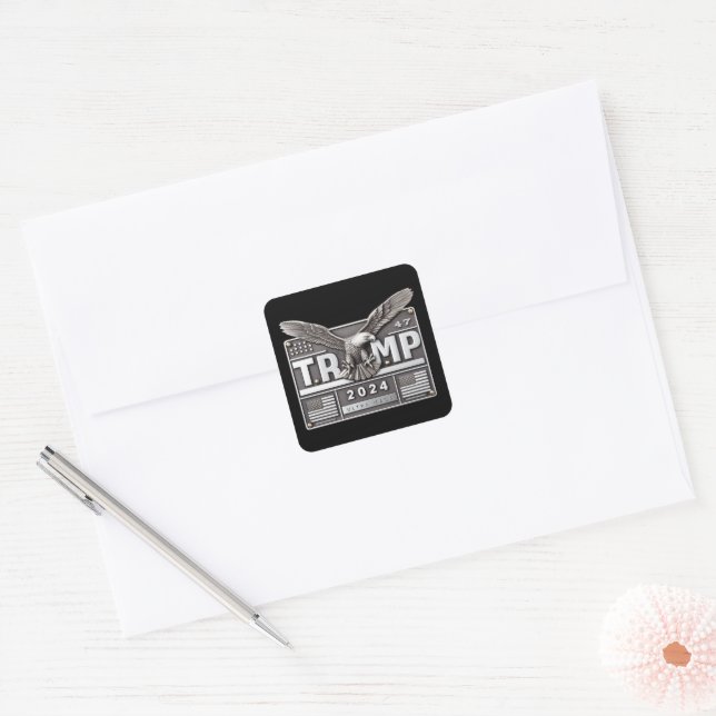 Adesivo Quadrado TRUMP 2024 com uma águia (Envelope)