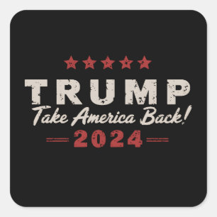 Adesivo Quadrado Trump 2024 De volta à América Presidente 47 EUA