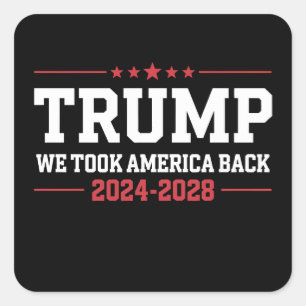 Adesivo Quadrado Trump 2024 Nós Levamos a América de Volta 47 EUA