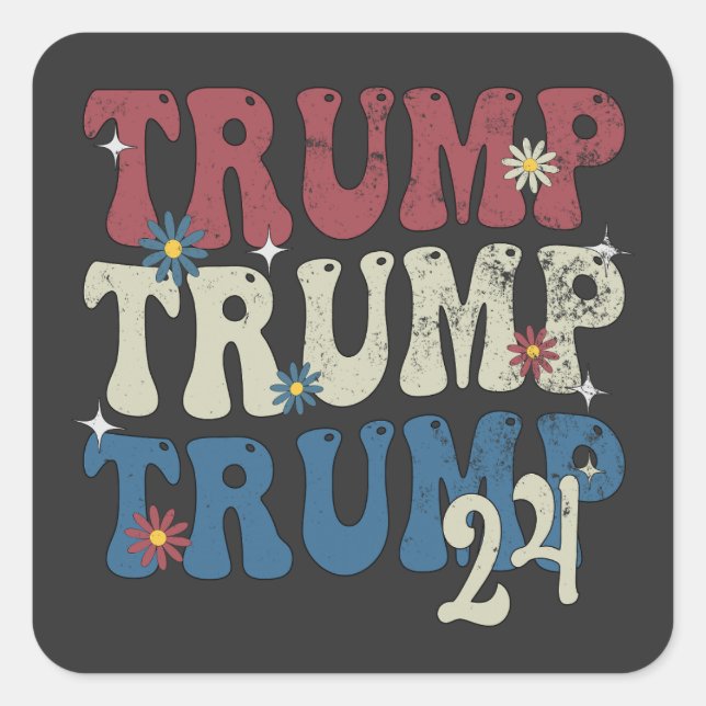 Adesivo Quadrado Trump 2024 Patriotic American Flag 4 De Julho (Frente)