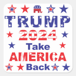 Adesivo Quadrado TRUMP 2024 Recupere a AMÉRICA