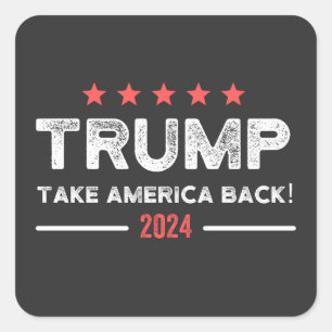 Adesivo Quadrado Trump 2024 Take America Back