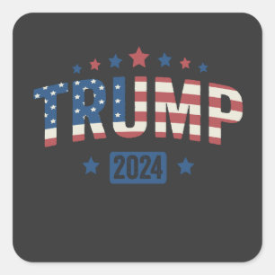 Adesivo Quadrado Trump 2024 Vintage Patriotic American Flag Gift