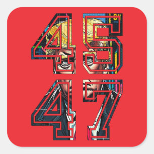 Adesivo Quadrado Trump 45 47 Pop Art Presidente americano