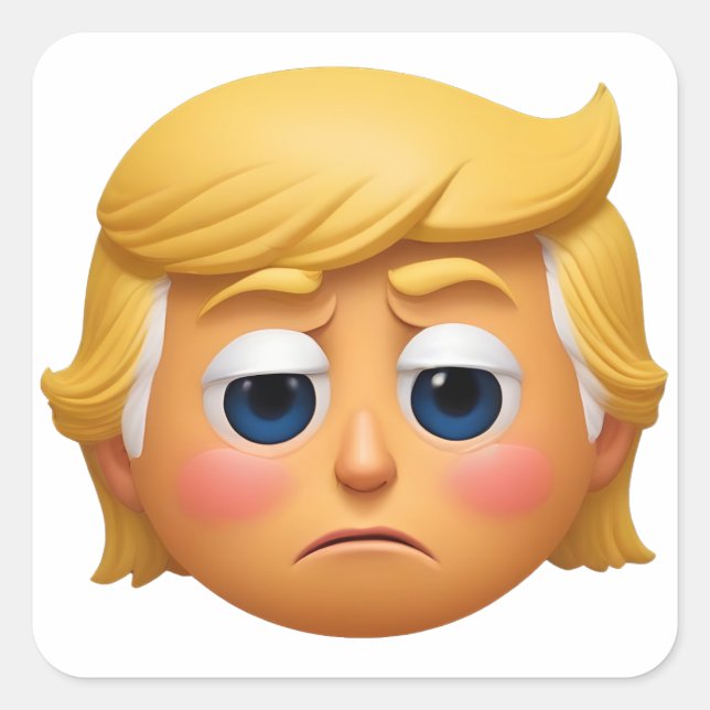 Adesivo Quadrado Trump Sad Emoji (Frente)