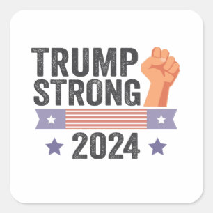 Adesivo Quadrado Trump Strong 2024 Eleição Patriótica de Bandeira A