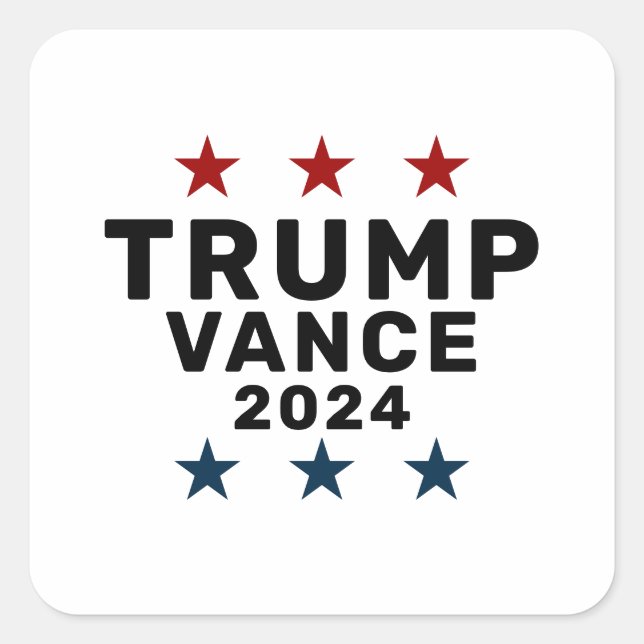 Adesivo Quadrado Trump Vance 2024 Classic Star (Frente)