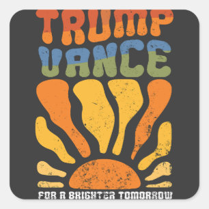 Adesivo Quadrado Trump Vance para um amanhã mais brilhante Retro Bo